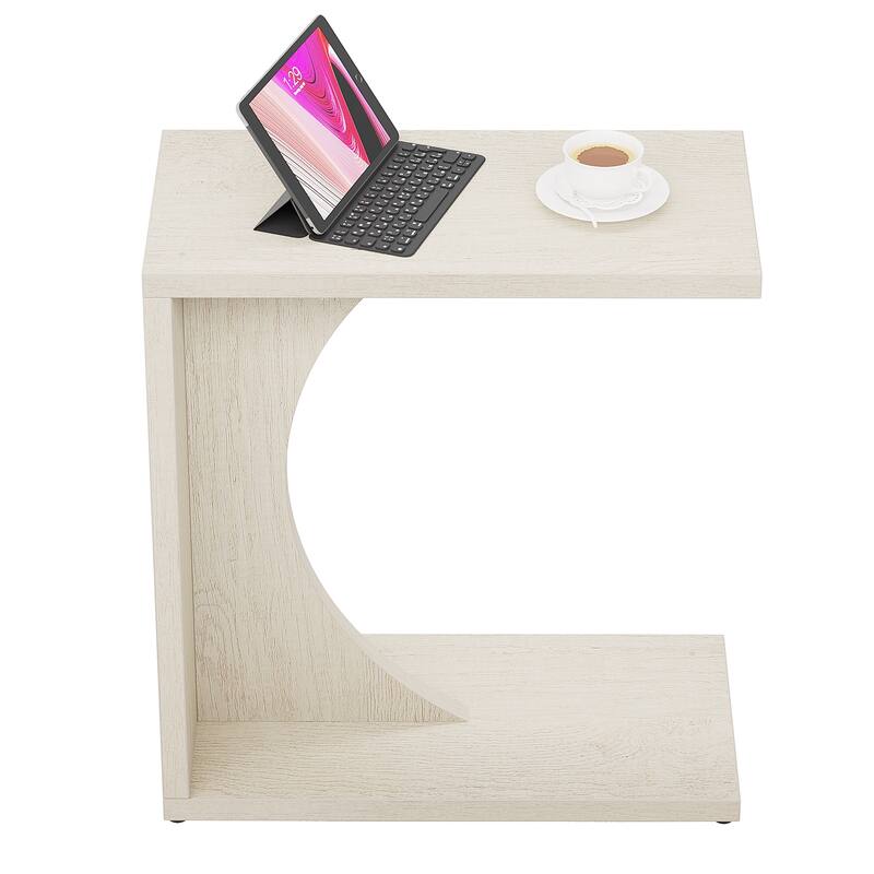 C-Shaped End Table for Couch, Side Table for Small Space