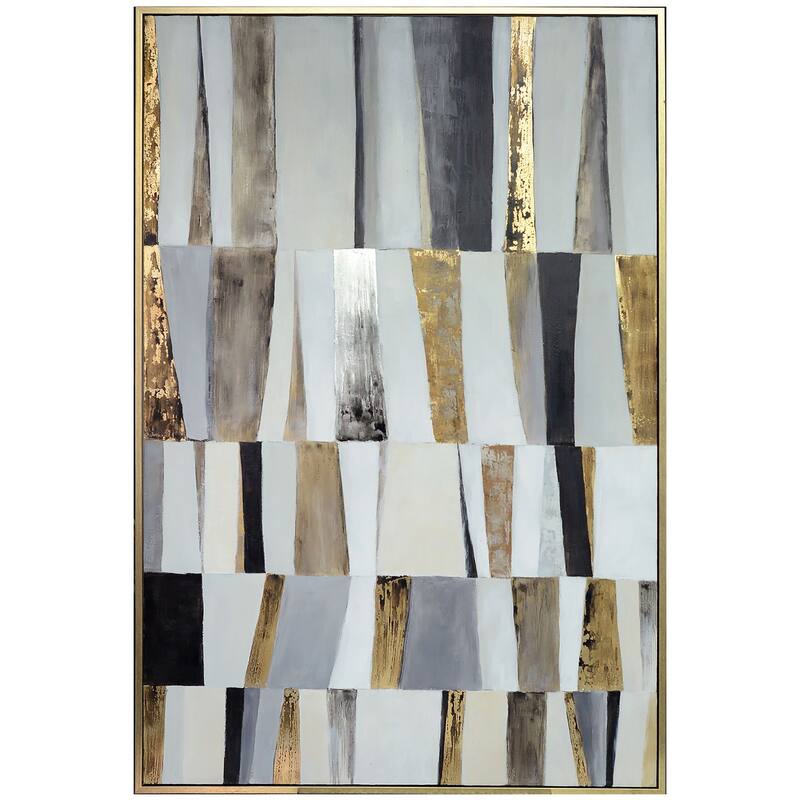 Harp & Finial - Shutter - Framed Hand Painted Canvas Art - 1.5 Inch Frame - Plastic - Gold