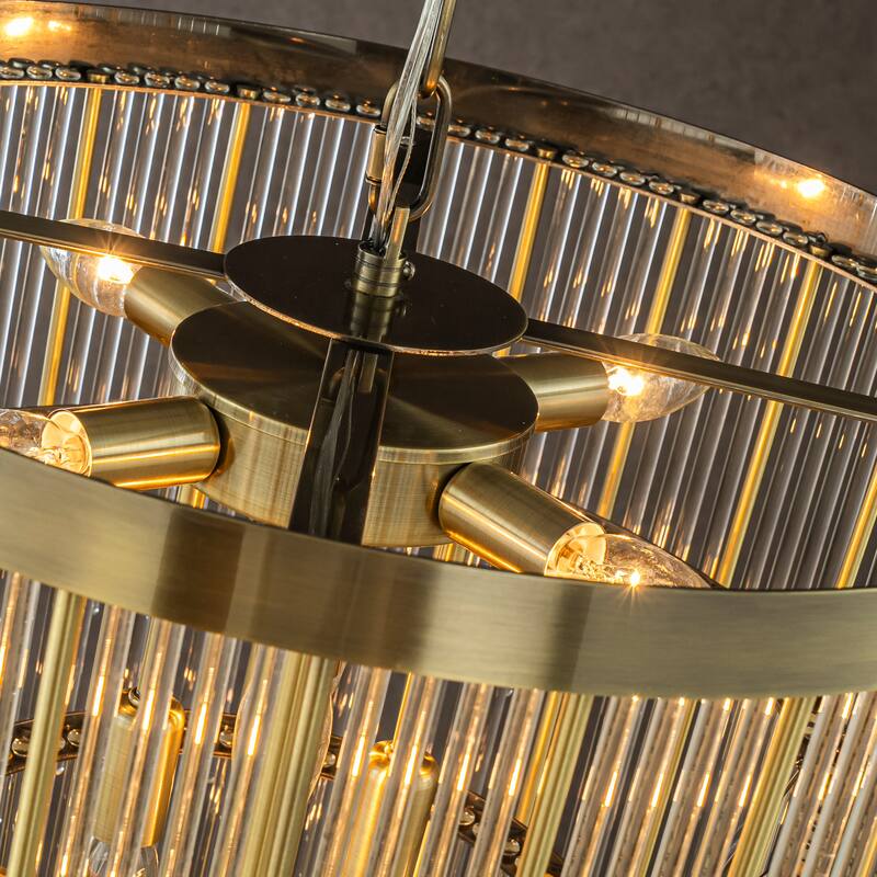 CraftHome Modern Glam Antique Bronze Waterfall Chandelier Adjustable Ceiling Pendant for Bedroom, Dining Room or Foyer