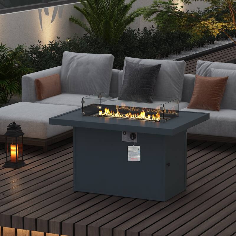 Rectangular Fire Pit Table - Grey