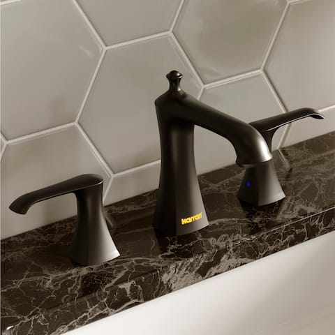 Karran Woodburn Widespread Three-Hole 2-Handle Bathroom Faucet with Matching Pop-Up Drain