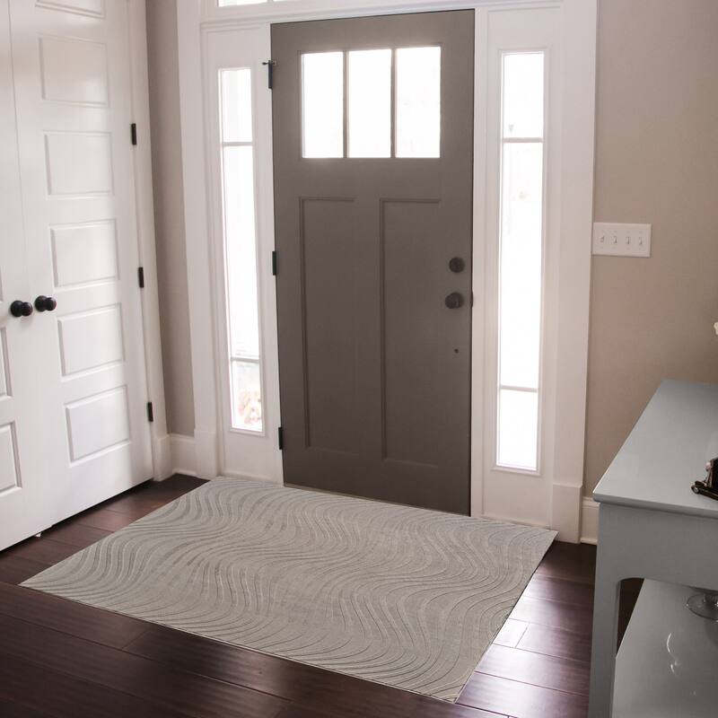 Gertmenian Vida Lomira Soft Polyester High-Low Carved Non-Slip Shag Indoor Area Rug - 3'4"x5' - Gray