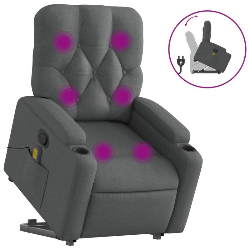 vidaXL Stand up Massage Recliner Chair Power Lift Wingback Armchair Fabric
