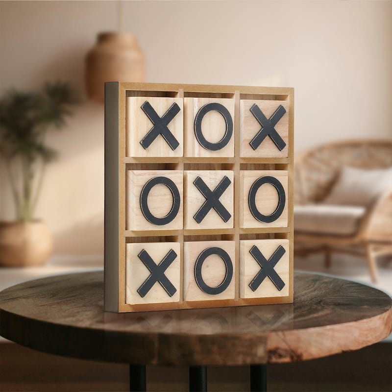 Wood Tic Tac Toe Game Board Tabletop Decor (9" x 9") - 9" x 9" - 9" x 9" - Multi-Color