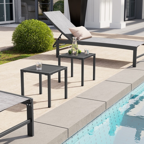 Outdoor End Table Aluminum Square Patio Side Table 15.7 L x 15.7 W x 15.9 H