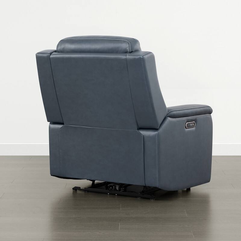 Spruce & Spring Dual Motors Genuine Leather Power Lay Flat Recliner with Power Headrest