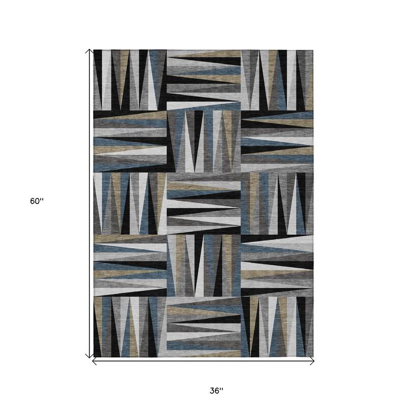 HomeRoots Geometric Transitional Rectangle Outdoor Rug