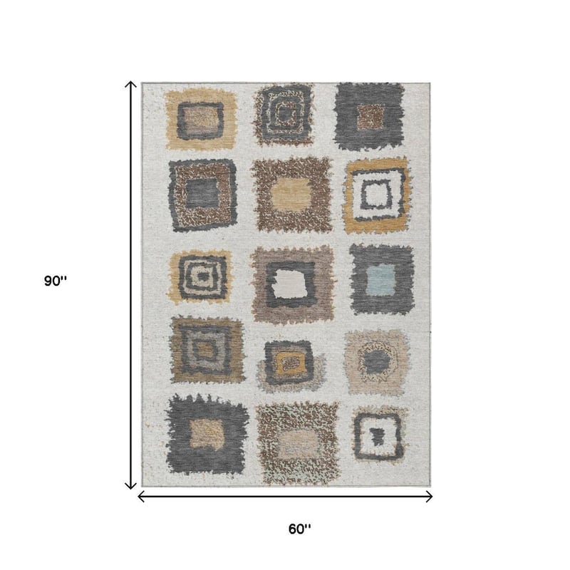 HomeRoots Geometric Transitional Rectangle Outdoor Rug