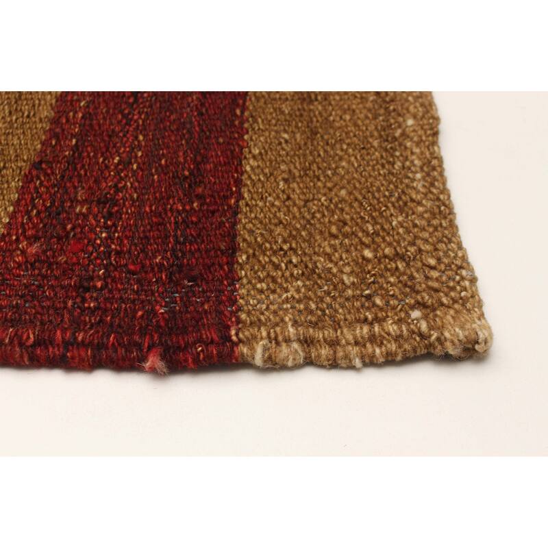 ECARPETGALLERY Flat-Weave Boho Brown, Red Wool Kilim - 6'5 x 9'4