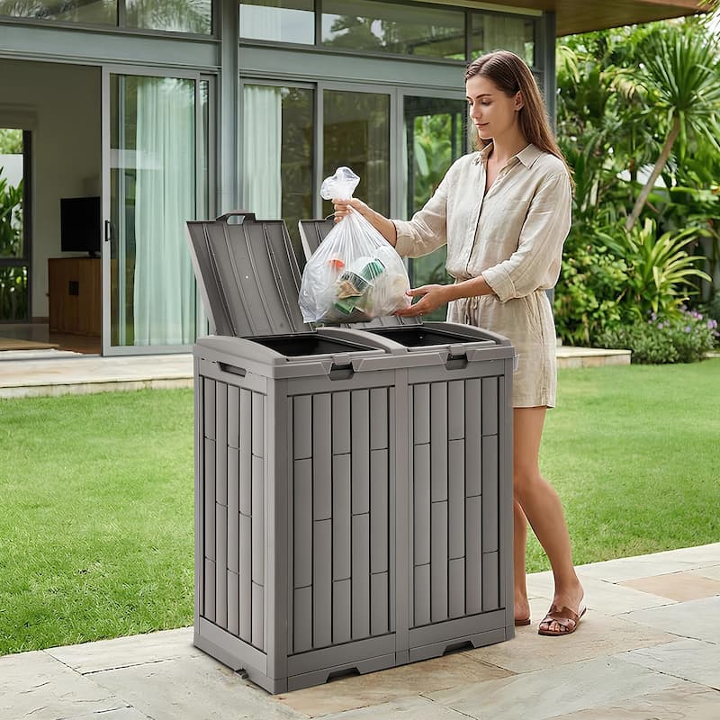 Moasis 31/76 Gallon Resin Outdoor Patio Trash Can