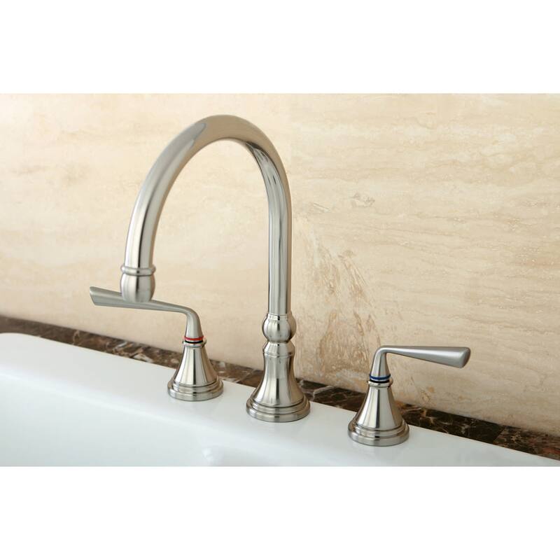 Kingston Brass Silver Sage Widespread Kitchen Faucet with Metal Lever