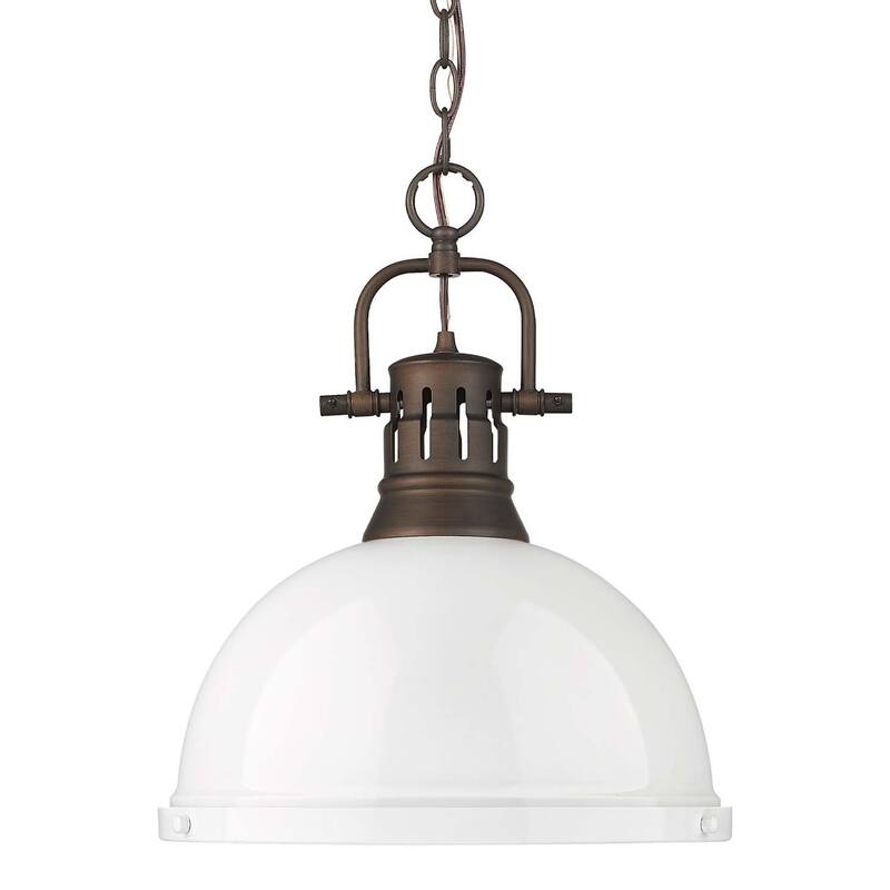 Golden Lighting 3602-L RBZ Duncan 14" Wide Pendant - Rubbed Bronze / White