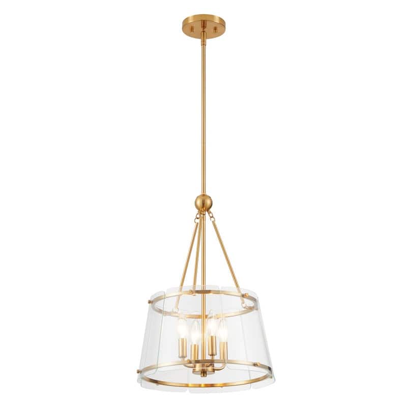 KAWOTI Gold Glam 4-Light Chandelier-Adjustable Height - W15" x H29.75"(Max H65.75")