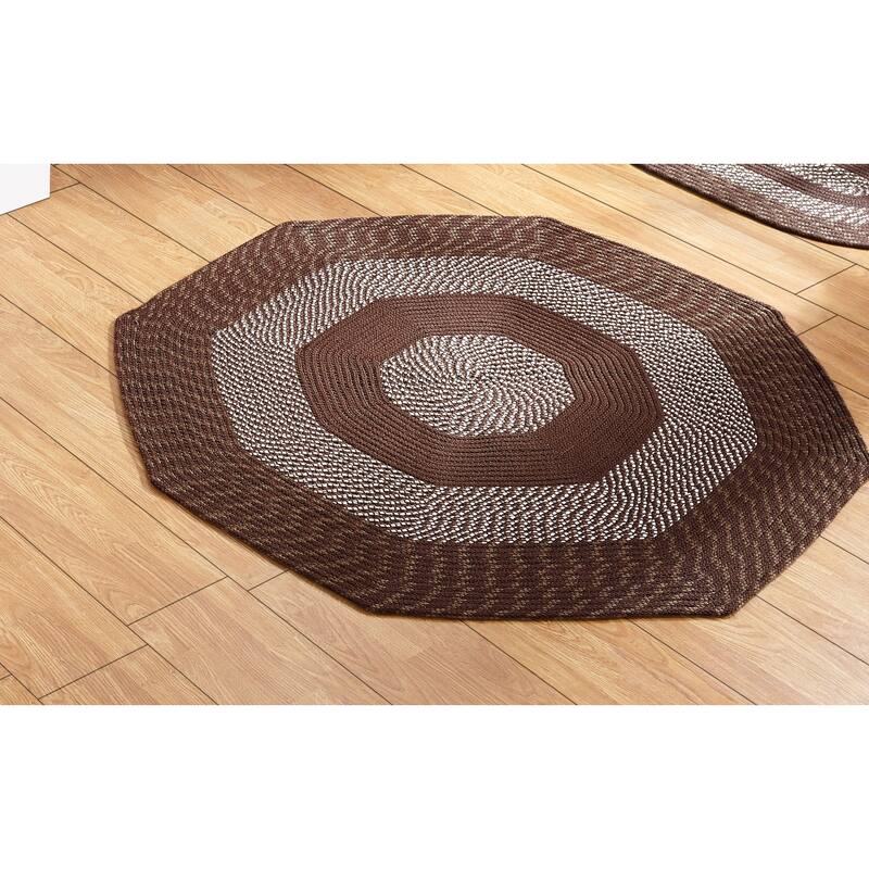 Better Trends Newport Braid Collection 100% Polypropylene Durable & Stain Resistant Double-Sided Reversible Indoor Utility Rug - 48" Octagonal - Brown