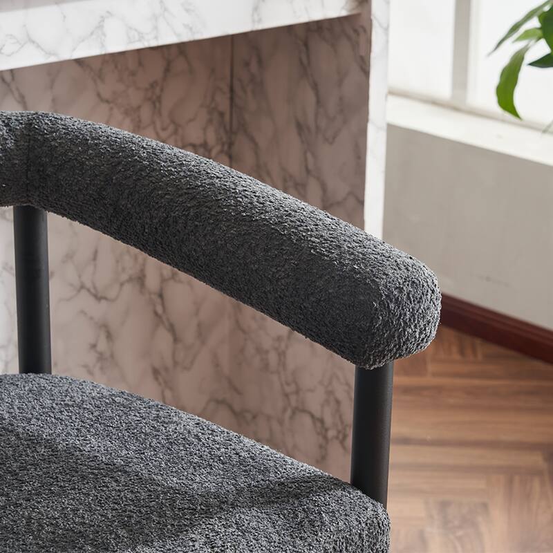 Upholstered Bar Stools, Fabric Counter Height Chairs with Metal Frame & Armrests Kitchen Island Bar Chairs Set of 2