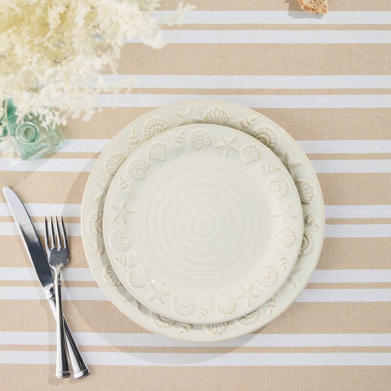 Certified International Coastline Cream 8.5" Salad/Dessert Plates, Set of 4 - 8.50"L x 8.50"W x 1.00"H