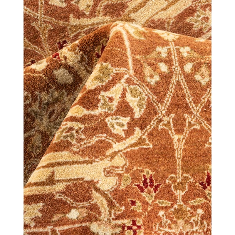 Overton Handknotted Wool Traditional Oriental Brown Area Rug - 6' x 9'