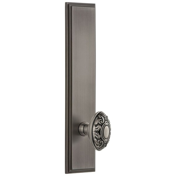 Grandeur CARGVC_TP_DD_NA Carre Solid Brass Tall Plate Rose Dummy Door Knob Set with Grande Victorian Knob