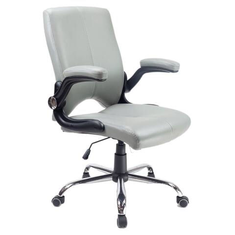 VERSA Stylish Swivel Office Chair Grey Desk Chair w/ Adjustable Armrest
