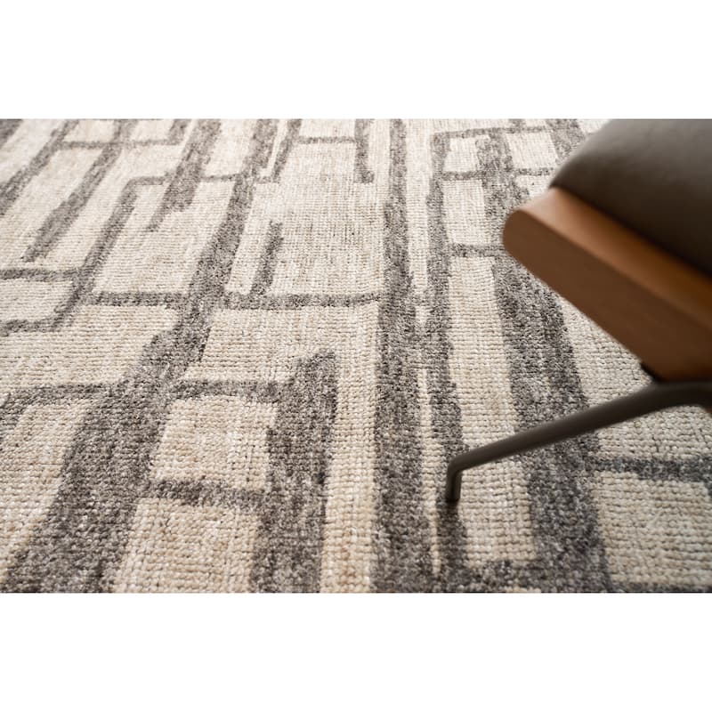 EXQUISITE RUGS Aldridge Hand-knotted Wool/Bamboo Silk Silver/Grey Area Rug.