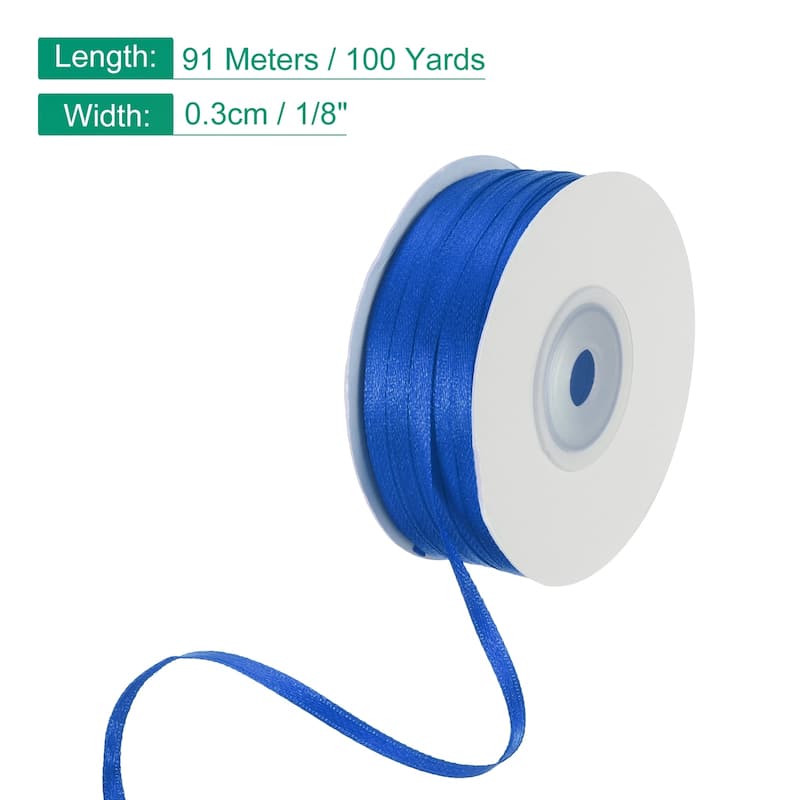 Satin Ribbon, 1/8 Inch x 100 Yards Double Face Satin Ribbon - 1/8 Inch - Dark Blue