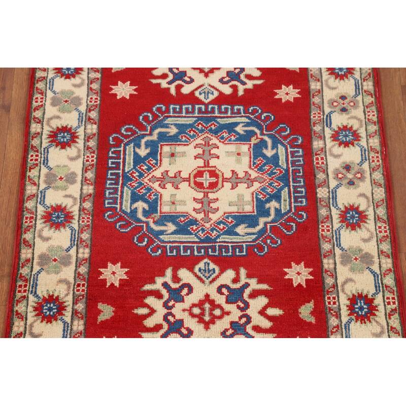 Traditional Red Kazak Foyer Rug Handmade Wool Carpet - 2'8" x 3'10"