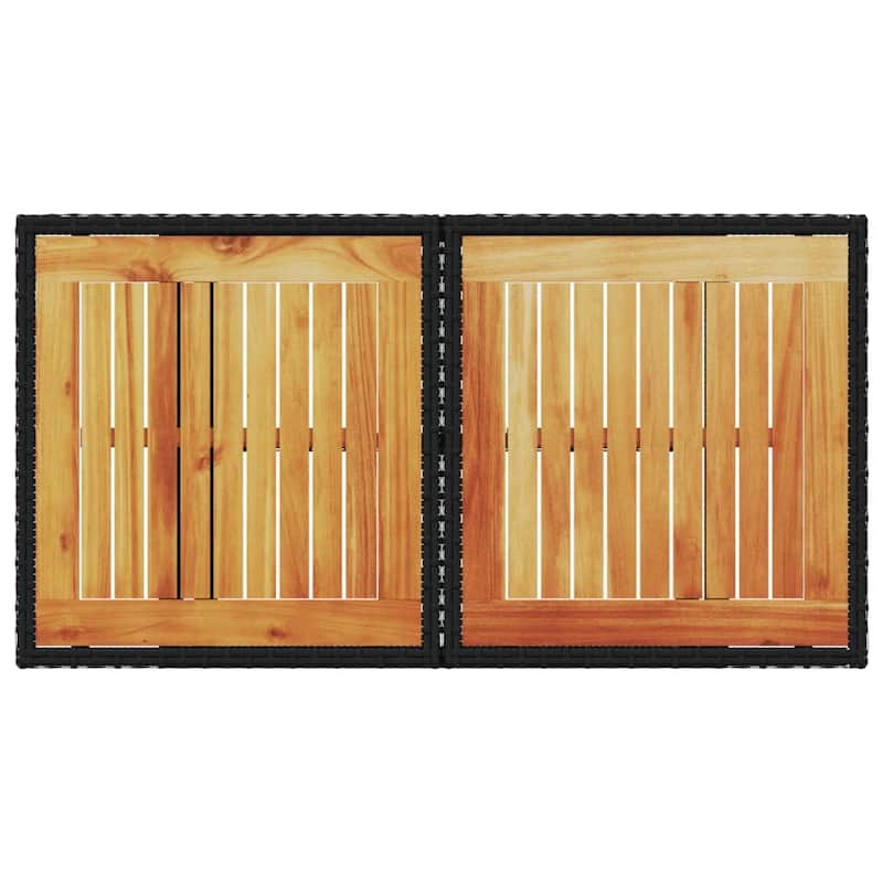 vidaXL Patio Table Rectangular Backyard Garden Poly Rattan and Acacia Wood - 39.4 x 21.7 x 28.7 in