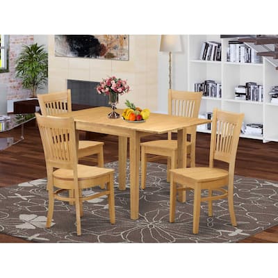 5-Piece Natural Oak Finish Solid Wood Top - Dining Room Set - Seats 4