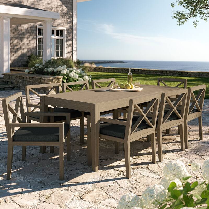 Northlake 9-Piece Outdoor Patio Teak Wood Dining Set