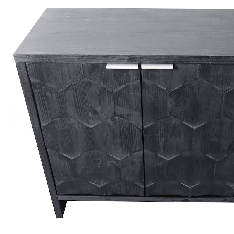 Farmhouse Style 4 Door Wooden Cabinet Sideboard Buffet
