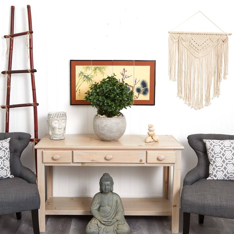 Eucalyptus Silk Plant 2ft Indoor Outdoor UV Resistant Faux Greenery in Sand Bowl - Green