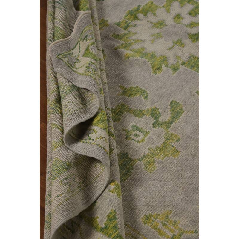 Hand Knotted Oriental 100% Wool Carpet Transitional All-Over Greys & Charcoal Oushak Area Rug - 13' 8'' X 9' 4''