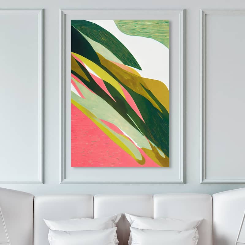Wynwood Studio Abstract Sloping Garden Green and Modern & Contemporary Wall Art Canvas Print - 45 x 30