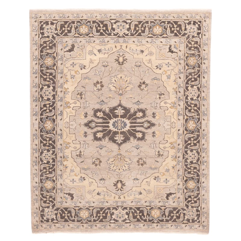 ECARPETGALLERY Hand-knotted Finest Agra Jaipur Grey Wool Rug - 7'11 x 9'8