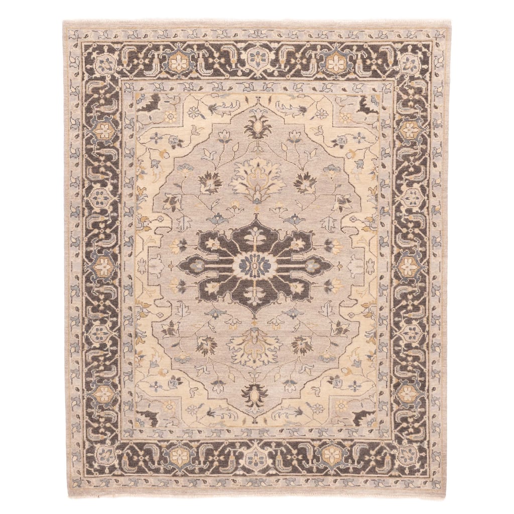 ECARPETGALLERY Hand-knotted Finest Agra Jaipur Grey Wool Rug - 7'11 x 9'8