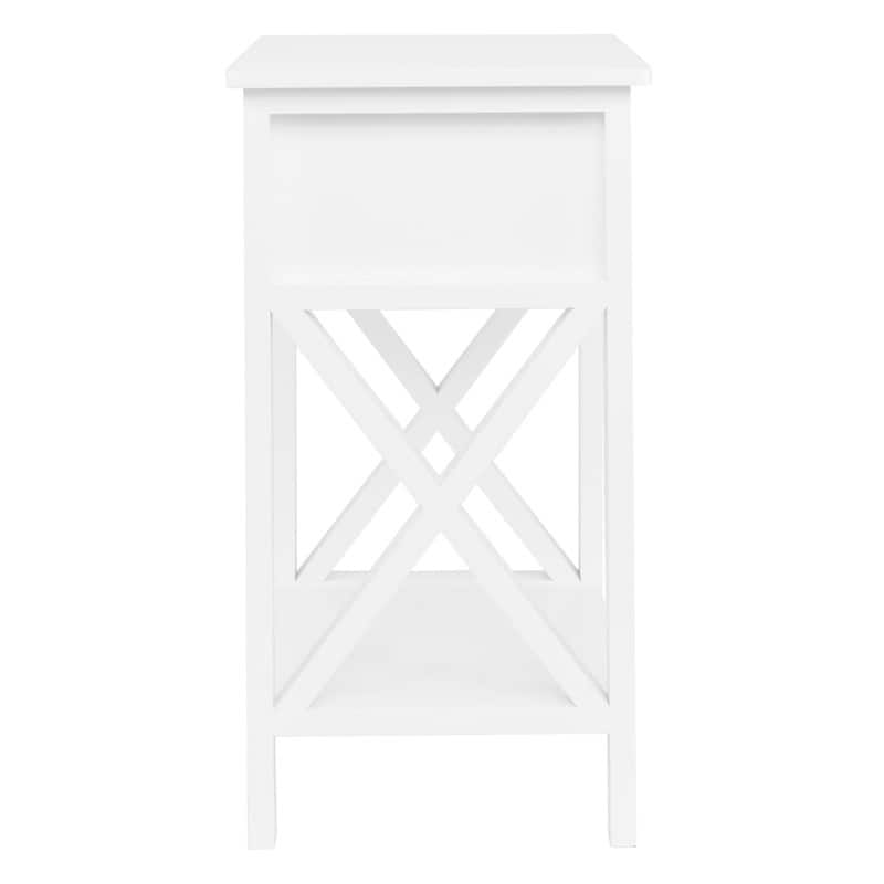 2Pcs White MDF 1 Drawer Nightstands