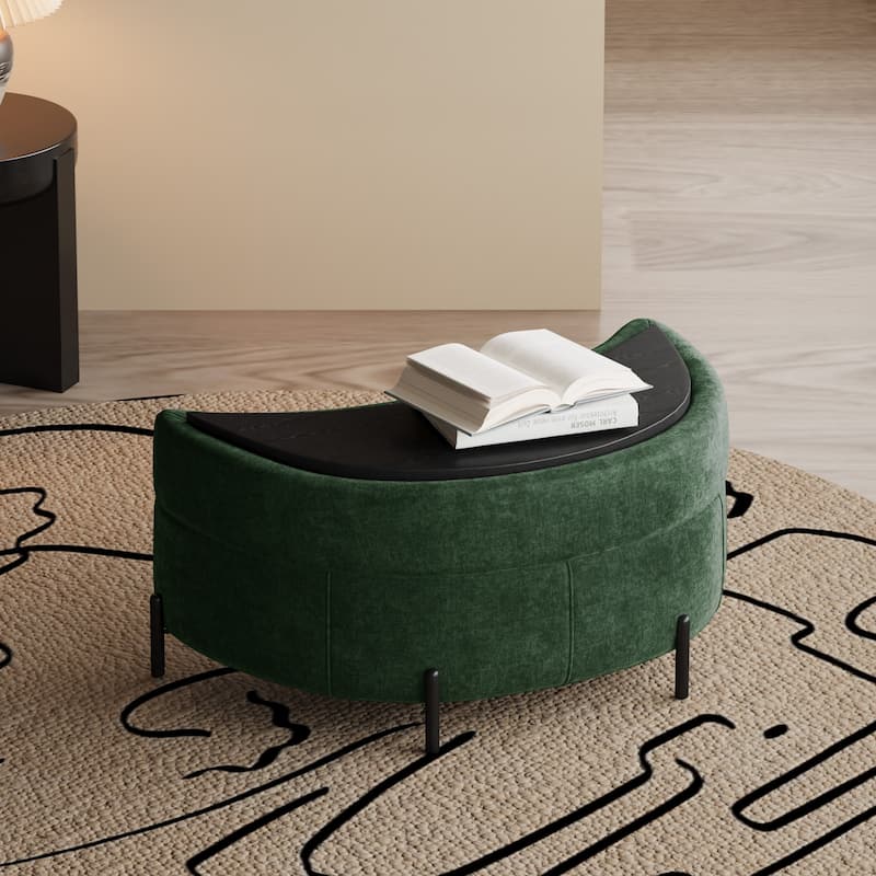 Modern Chenille 360° Swivel Accent Barrel Chair and Storage Ottoman