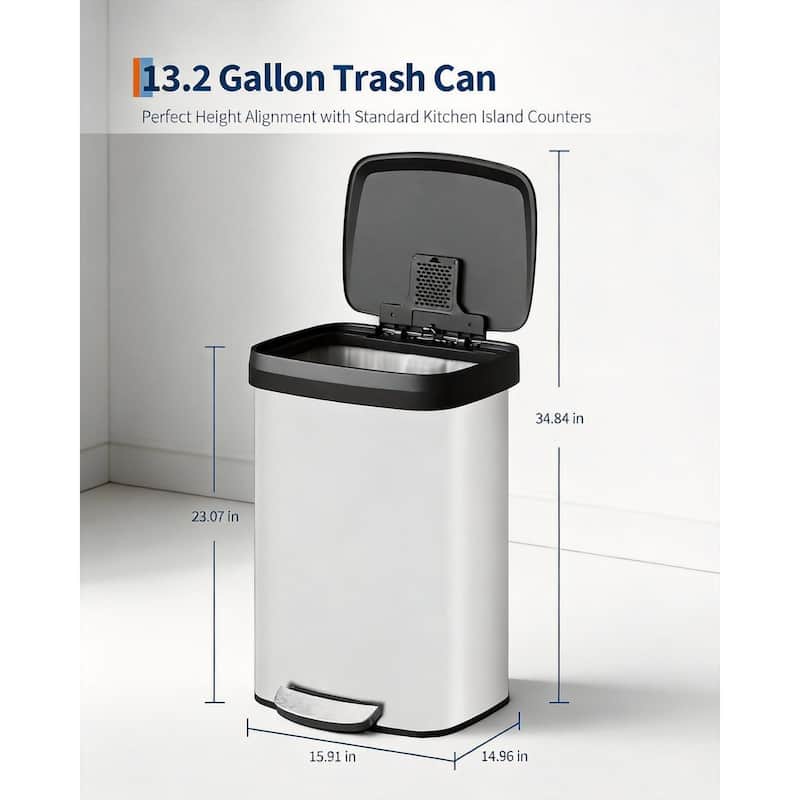 Metal Step-on Trash Can, with Lid