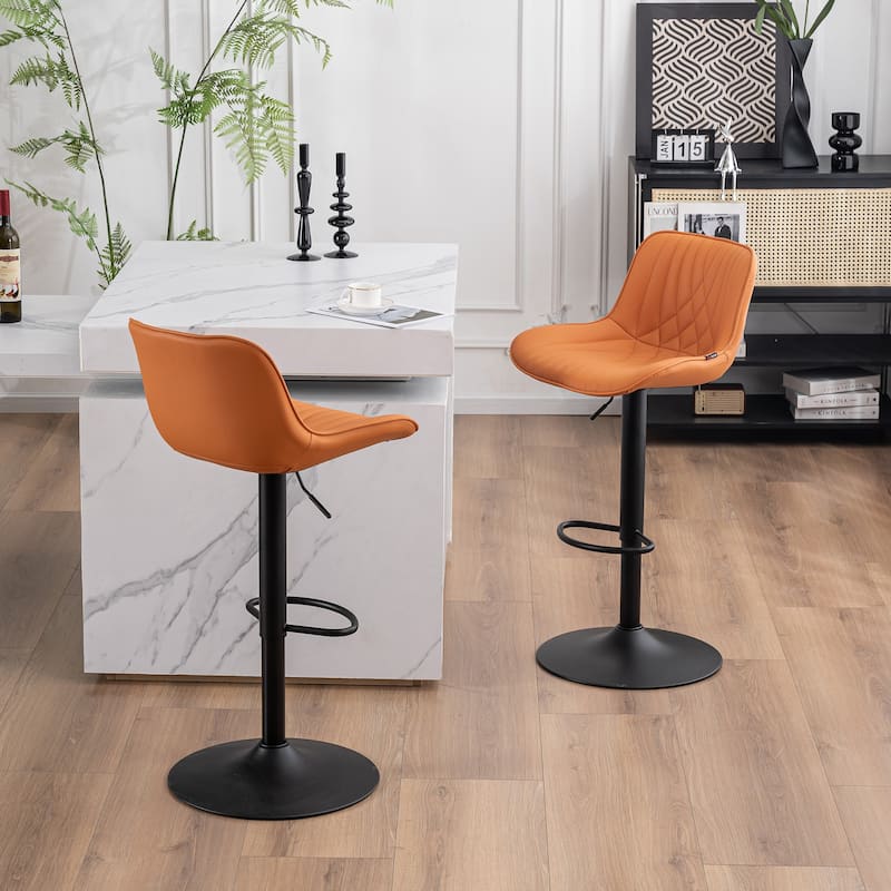 Adjustable Bar Stools Set of 2, Faux Leather Swivel Bar Chairs