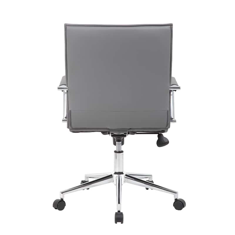 Kenny Commercial Grade Chair with Chrome Arms and Metal Base, Gray Vinyl