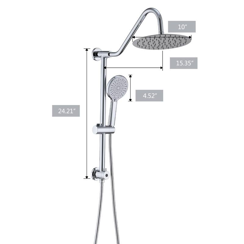 Vanityfair Shower System With 10" Rain Shower Head, 4-function Shower Head With Handheld, Adjustable Slide Bar