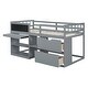 preview thumbnail 5 of 25, Twin Size Low Loft Bed, Multi-Functional Loft Bed w/Rolling Desk, Blackboard & Drawers, Solid Wood Loftbed Bedframe w/Guardrail