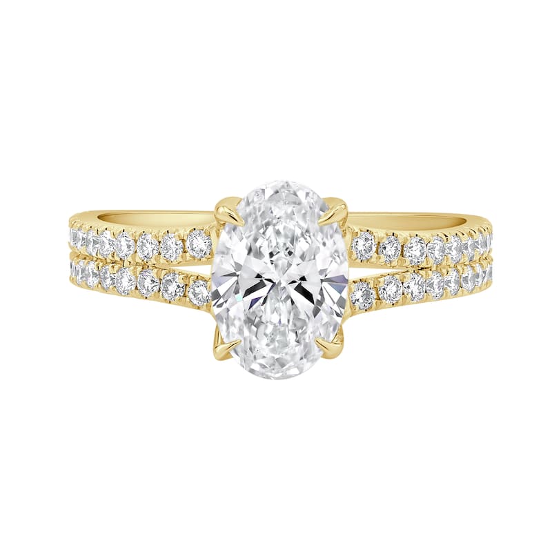 Auriya 14K Gold Oval Lab Grown Diamond Split Shank Engagement Ring 1.43 - 5.86ct. tw. (F-G, VS)