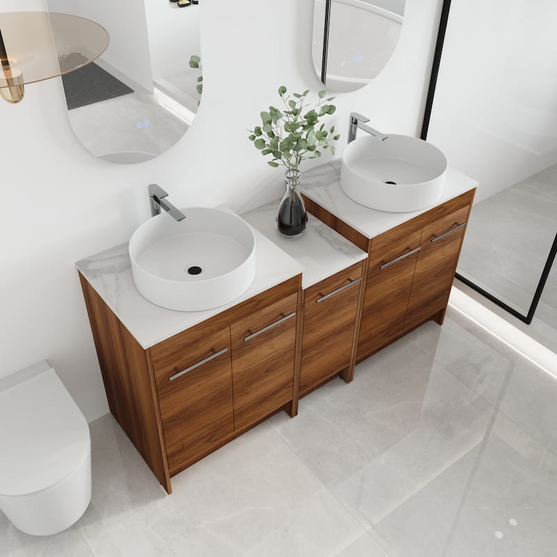 Malwee 24"/36"/48"/60" FreeStanding Bathroom Vanity, Floor Stand Bathroom Vanity with Ceramic Sink,Soft Close Door and Shelf