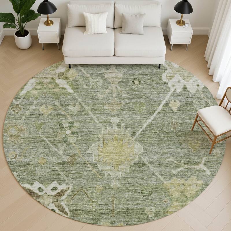 Premium Washable Super Soft Traditional Kashmir Mayfield Rug - Sage - 8' x 8'