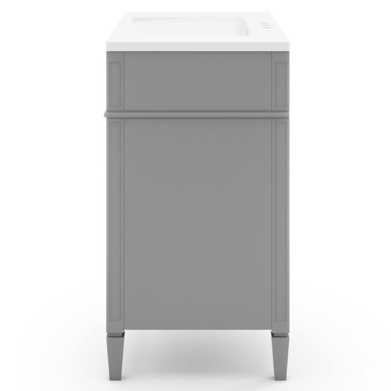 Bathroom Storage Vanity with 2 Drawers and a Tip-out Drawer - Grey - with Sink