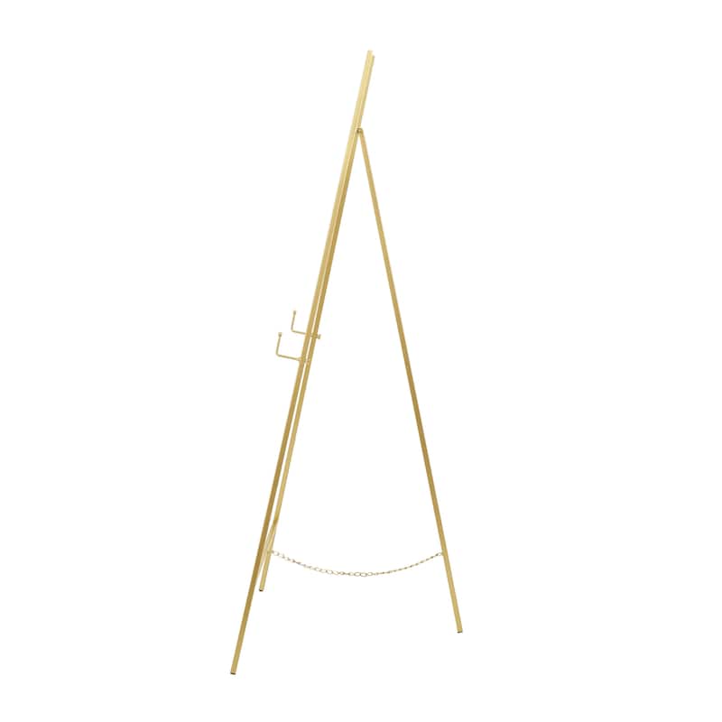 Metal Geometric Tall Adjustable 3 Tier Display Easel with Chain Support - Black or Gold - Roche River Decor