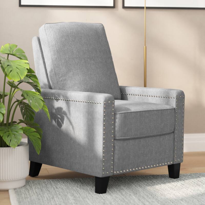 Push Back Recliner with Pillow Style Backrest and Accent Nail Trim