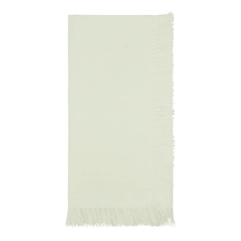 Fringe Design Table Napkins (Set of 4) - White - Polyester - Set of 4