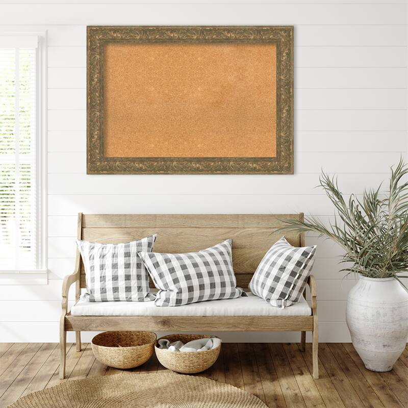 Luxe Bronze Gold Framed Cork Board - Bulletin Board, Organization Board, Pin Board